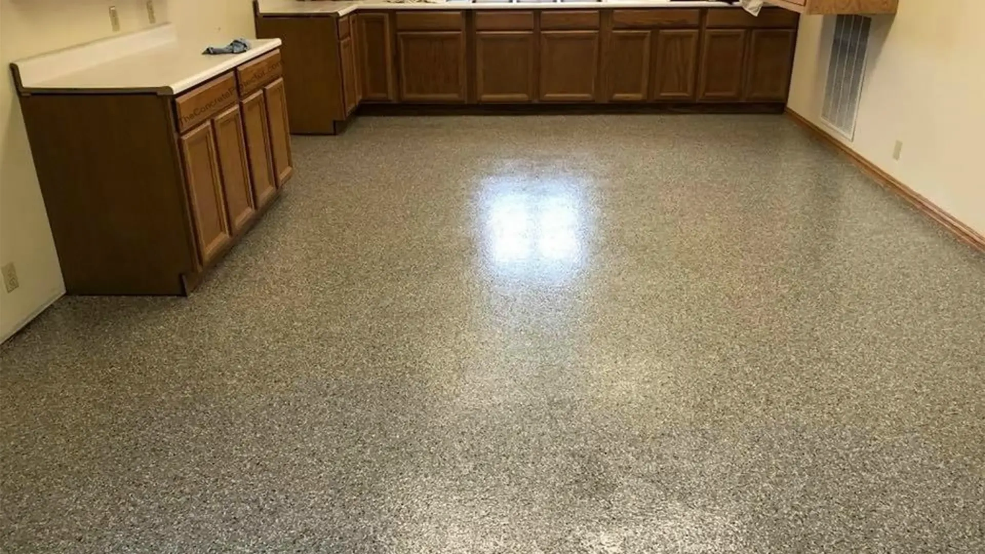 Epoxy flooring flake kitchen floor installed by TVS Coatings in Idaho